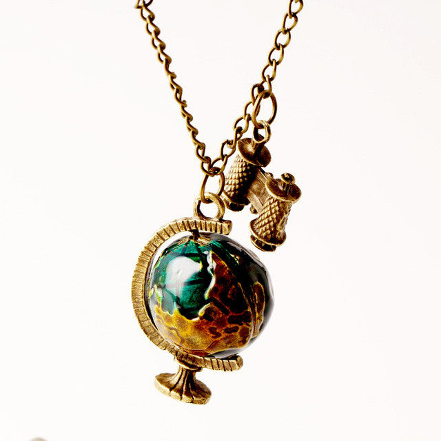 Vintage New Fashion suspension Globe Telescope Ball necklaces & pendants Women Sweater Chain Gifts pendant