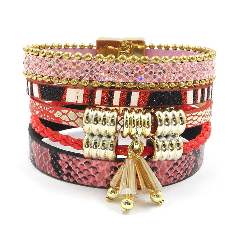 Winter Leather bracelet 5 color 3 size snakeskin shape charm bracelets for women Christmas gift wrap bangles