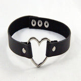 women Punk CHIC Rivet Handmade Chain PU Leather Heart Collar Choker Necklace fine jewelry lovely