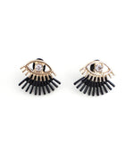 women alloy crystal eye ear jacket 3 colors paint black white stud earrings girls exquisite jewelry