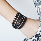 wrap leather bangle charm winter leather bracelet women jewelry 