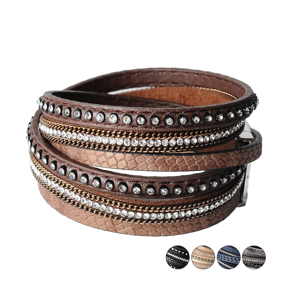 Wrap leather bangle charm winter leather bracelet women jewelry