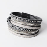 wrap leather bangle charm winter leather bracelet women jewelry 